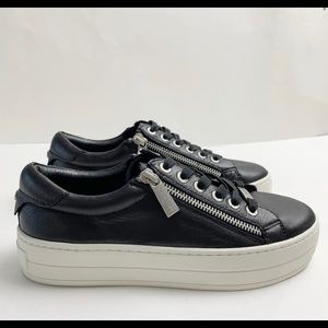 J/Slides Harling Black Zippers Leather Lace Sneakers Women’s 6.5